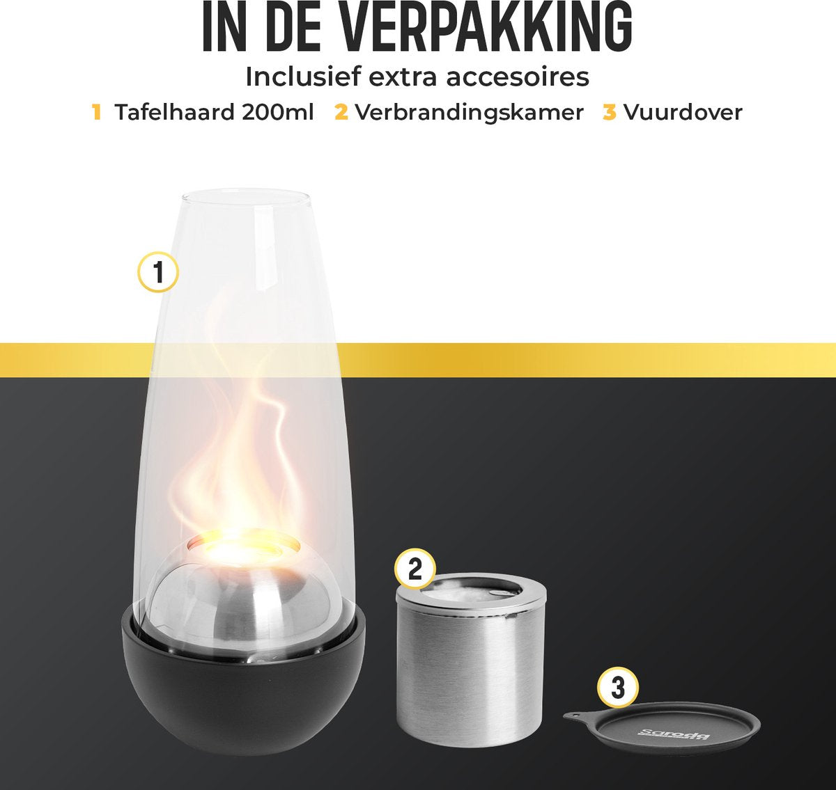 Saroda Tafelhaard Lang - Zwart - verpakking