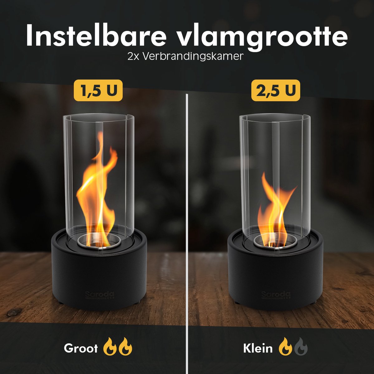 Saroda Tafelhaard - Tornadovlam - Zwart - instellen 