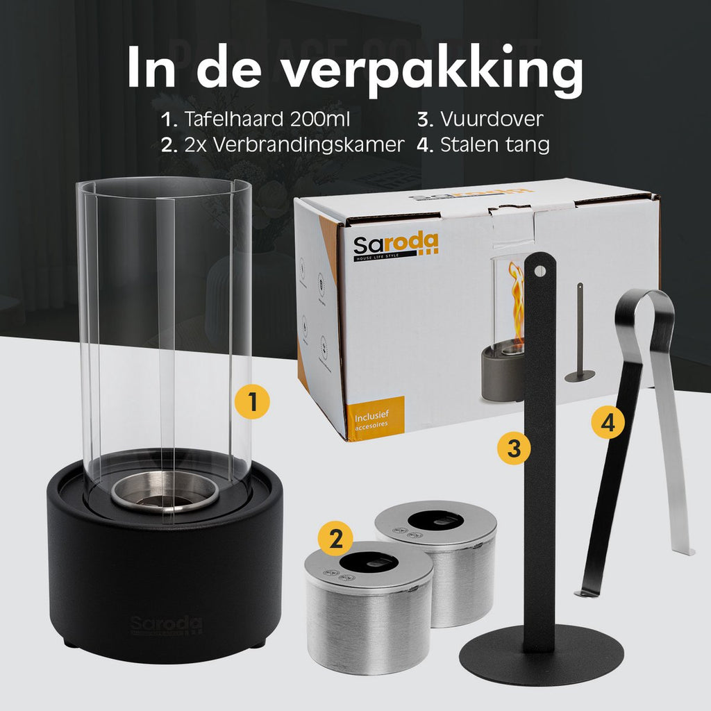 Saroda Tafelhaard - Tornadovlam - Zwart - verpakking