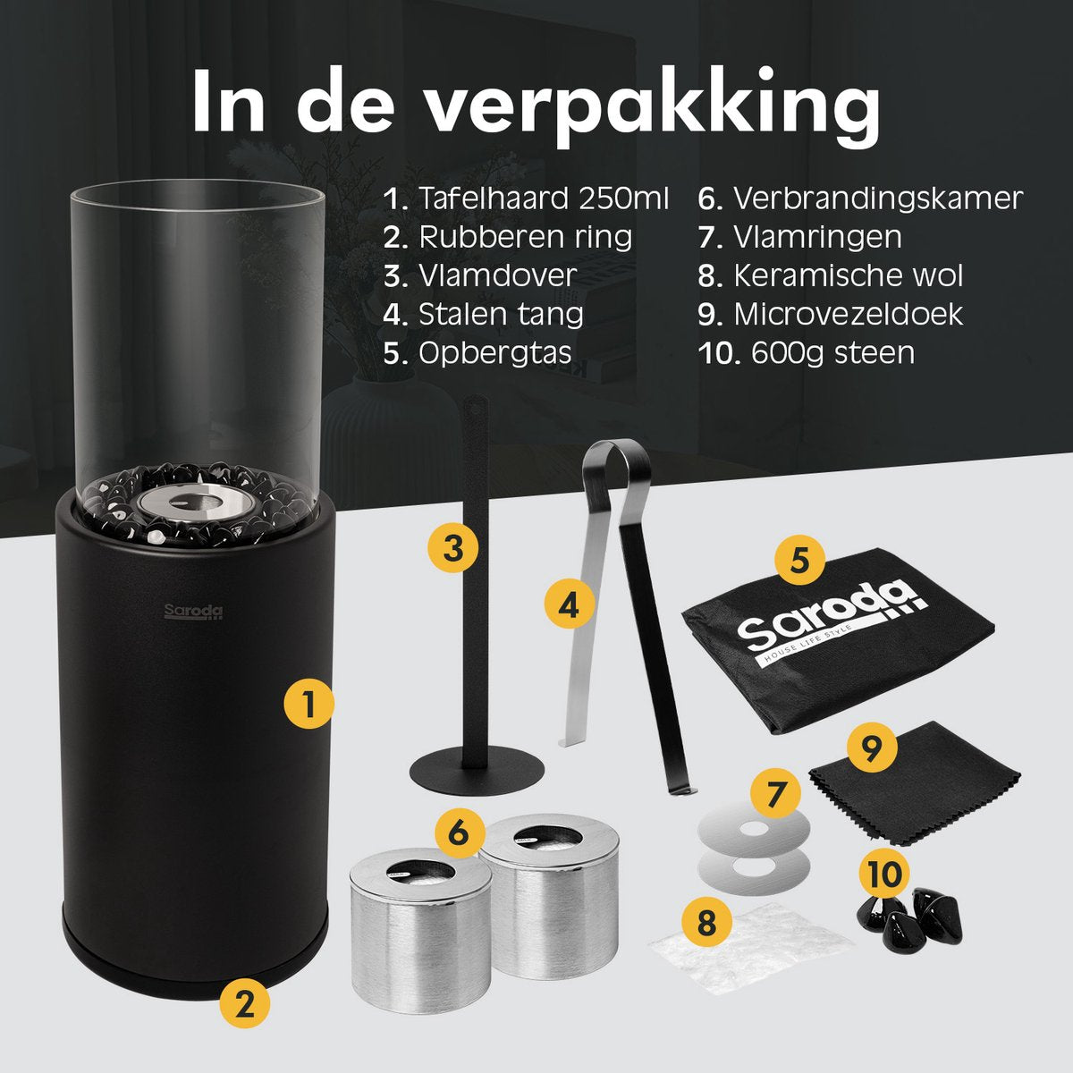 Saroda Tafelhaard - 80CM - Zwart - XXL - verpakking