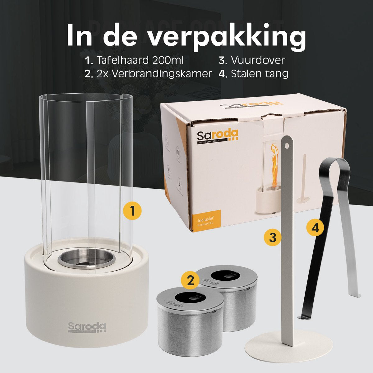 Saroda Tafelhaard - Tornadovlam - Wit - verpakking